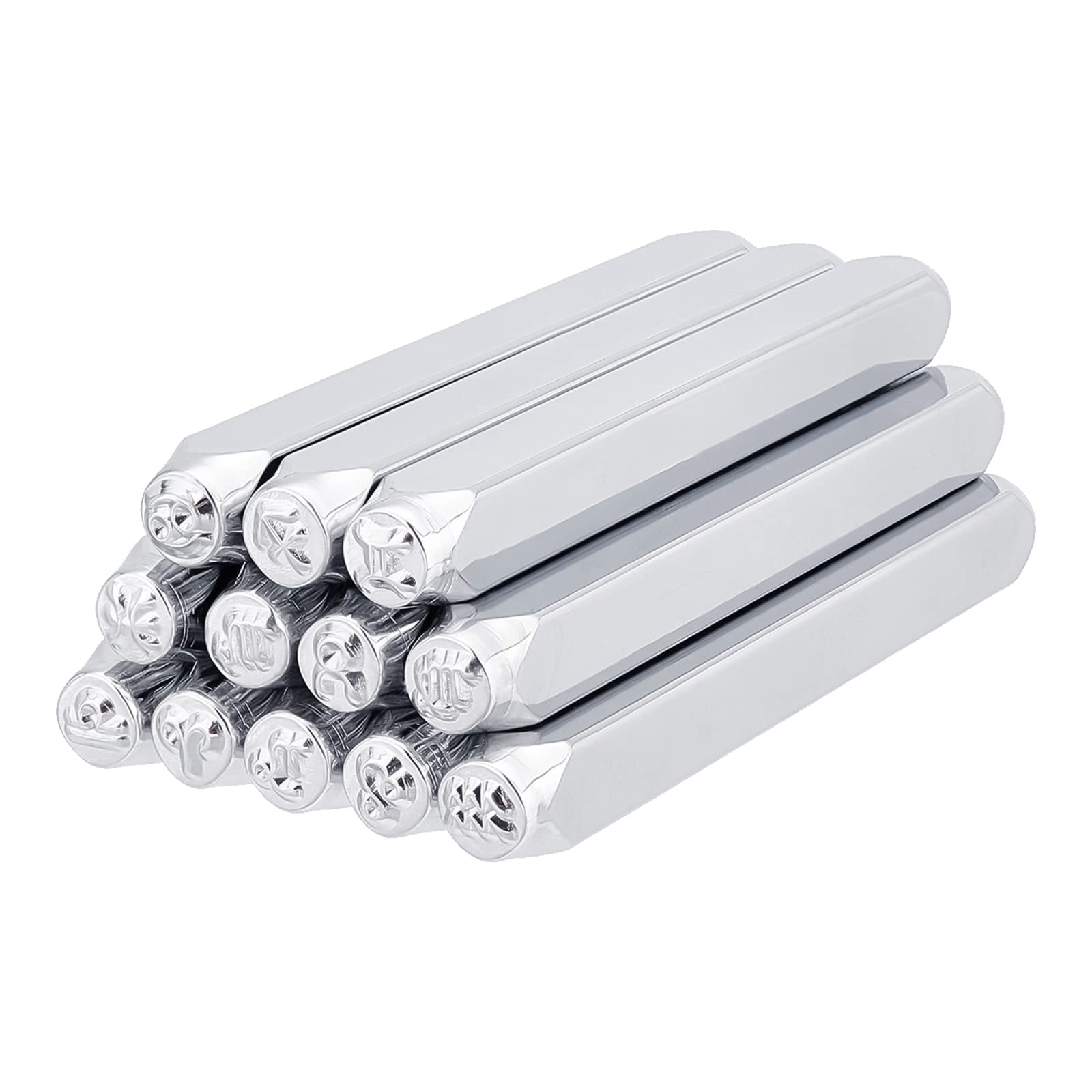 BENECREAT 12pcs 3mm Metal Stamp Punch, Constellations Theme Design Carving Embossing Stamp for Metal Jewelry, Leather and Wood Printing