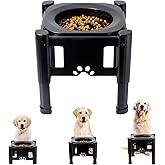Pawque Elevated Slow Feeder Bowls - Adjustable Raised Dog & Cat Bowl with 3 Heights (6.1", 7.7", 9.3") for Medium & Small Pets, Mess Proof & Non-Slip Dish Feeder