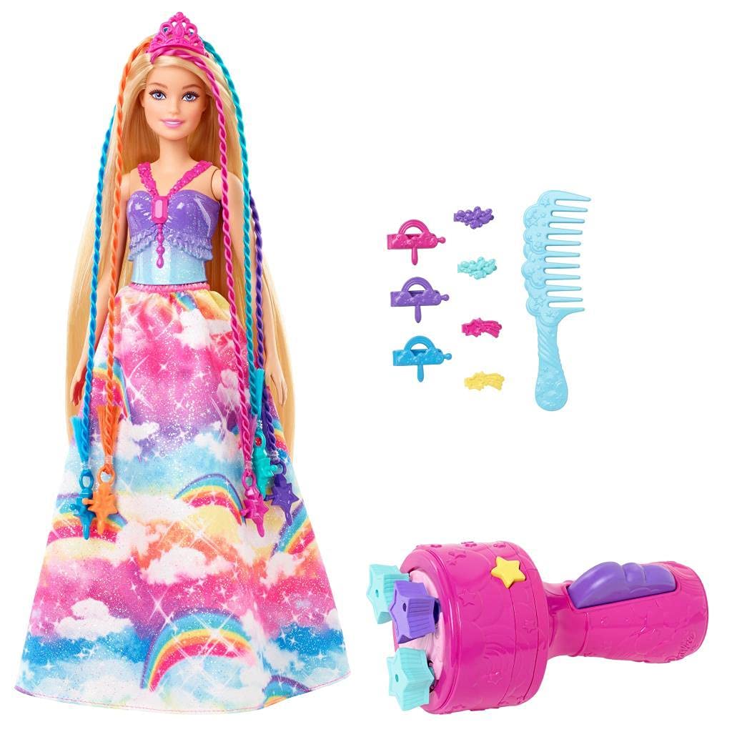 Barbie Dreamtopia Twist ‘n Style Princess Hairstyling Doll (11.5-in Blonde) with Rainbow Hair Extensions & Accessories, Gift for 3 to 7 Year Olds, GTG00