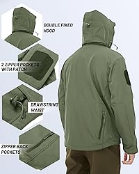 TACVASEN Men's Multipocket Concealed Hood Tactical