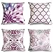 Phantoscope Set of 4 New Living Series Purple Decorative Throw Pillow Case Cushion Cover 18 x 18 inches 45cm x 45cm