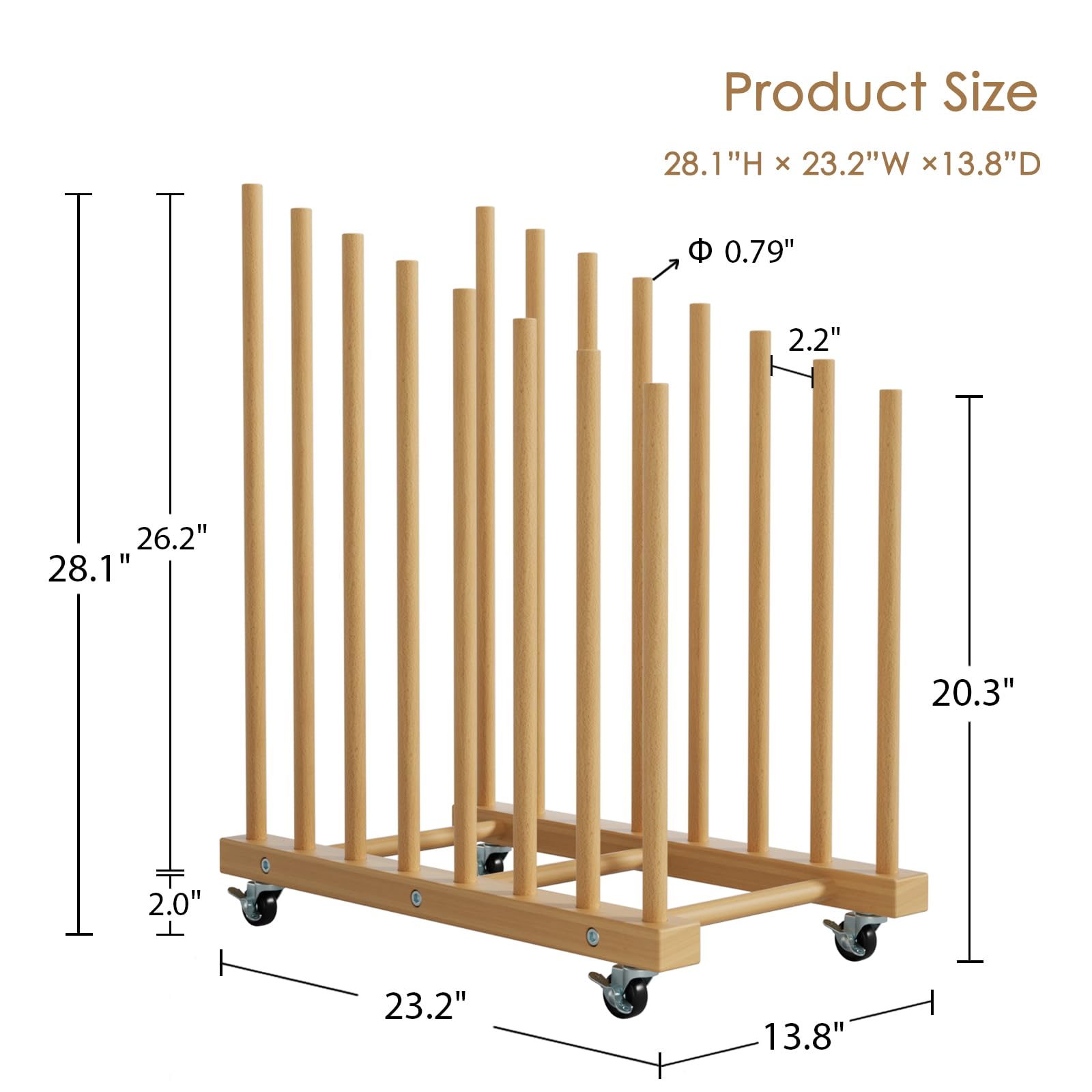 Art Storage Rack with Caster Wheels Art Drying Rack Wood Storage Stand for Canvas Storage, Drawing Board Storage Rack, Printed Matter, Paper Pad for Art Studio, Gallery, Artworks
