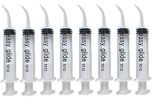 EASY GLIDE 8 Pack Disposable 12cc Dental Sterile Syringe Dental Irrigation Syringe with Curved Tip, Tonsil Squirt Mouthwash Cleaner