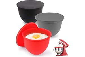 PCTTOIL Silicone Bowl Liners for KitchenAid Tilt-Head Stand Mixers, 3-Pack Silicone Mixing Liners with Lids Replacement for 5 Quart Mixer Bowls Accessories
