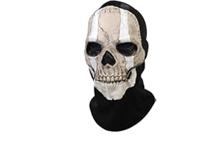 RRANYF Creepy Halloween Full Head Skull Mask with Movable Jaw, Adult Entire Head Realistic Latex Helmet, Scary Skeleton