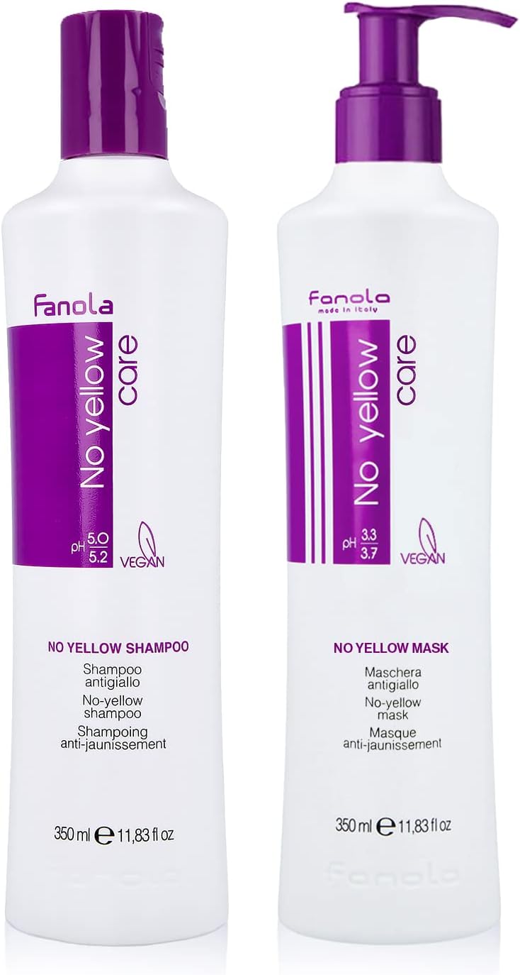 Fanola No Yellow Shampoo & Hair Mask Set 350ml Blonde Toning Violet Care