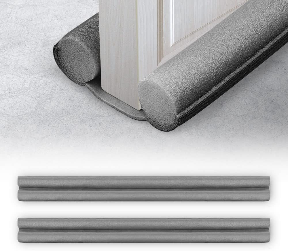 Draft Stoppers - Door Bottom Seal Strip Stopper, 2PCS Under Door Draft Stoppers, Weather Stripping Noise Blocker Adjustable Door Sweeps Soundproof Strip, Flexible Door Weatherstrip Guard Sweep Draft Stopper (Black)