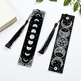 2Pcs Tree of Life, Monty Python, Eclipse, Skull Bookmarks - Tarot Elemental Pattern Acrylic Bookmark Series, Tasseled Fine Reading Markers, Decorations for Bookworms (Evolution of a Lunar Eclipse)