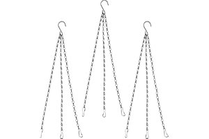 MAICOBI 16'' Black Hanging Chains with Hooks – Replacement Hangers for Planters, Bird Feeders, Lanterns, and Ornaments (3-Pack)