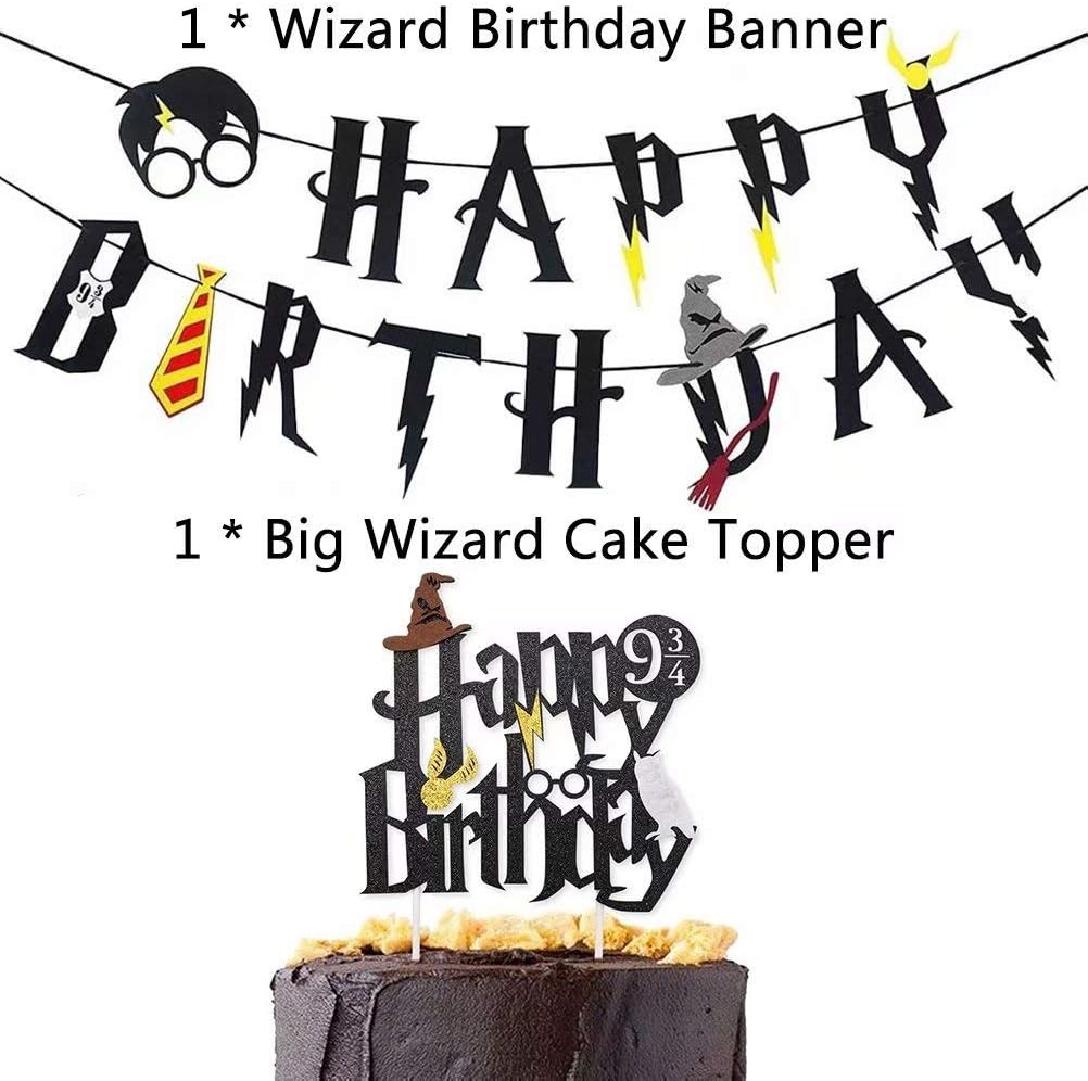 Wizard 9th Birthday Cake Topper - Boy And Girl "9" Glitter Decoration For Cakes (Black, 5.5 Inch) - View #7