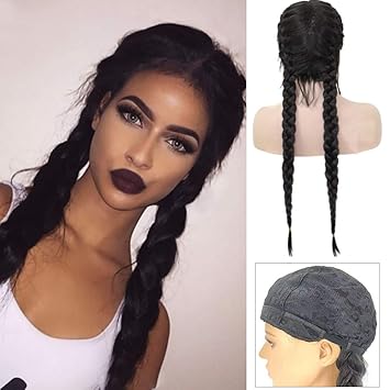 Amazon Com Women Braided Wig Long Straight Hair Wigs Black