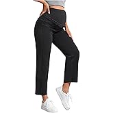 SHENHE Women's Maternity Jeans Over Belly High Waist Raw Hem Comfy Stretch Jean Denim Pants
