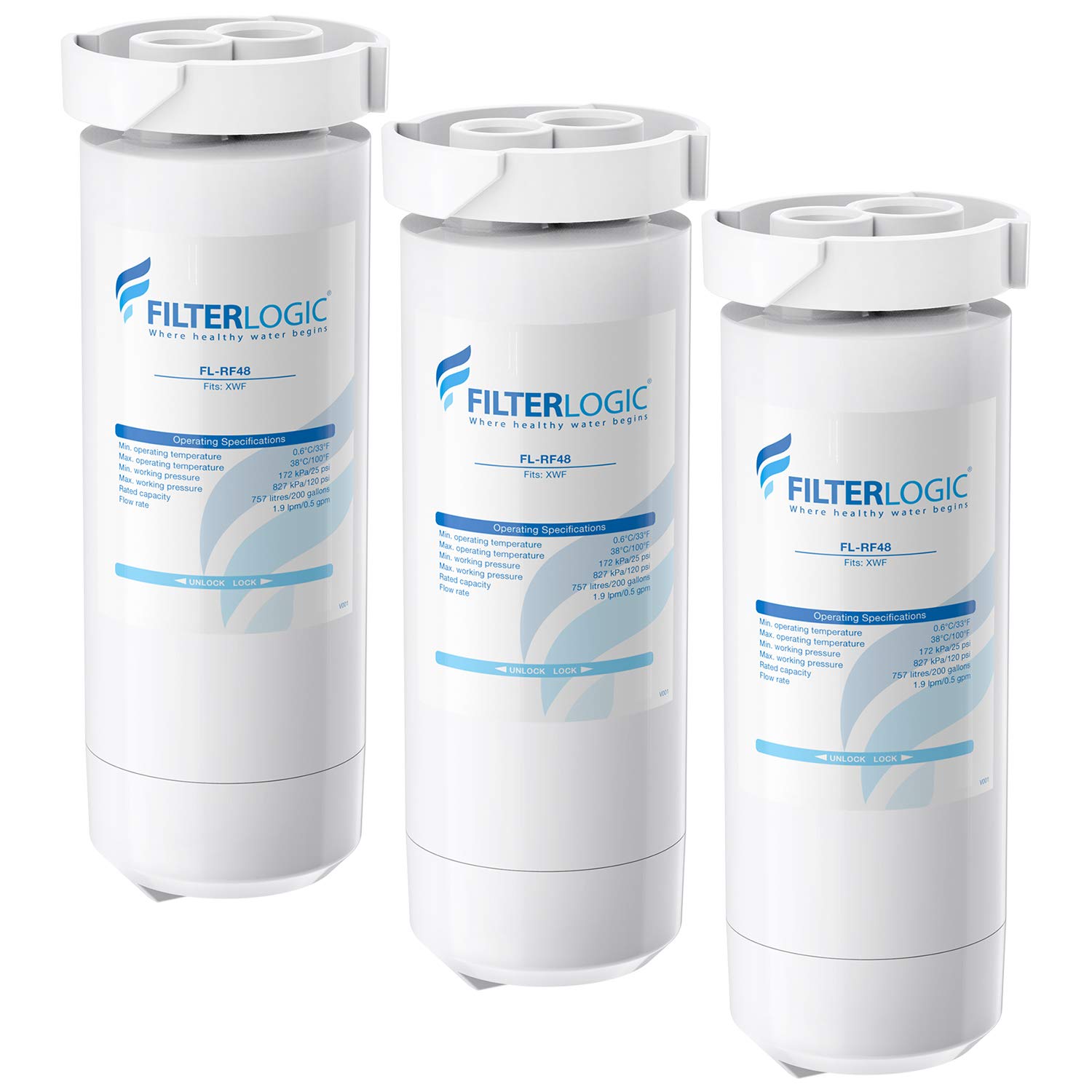 FilterLogic XWF Refrigerator Water Filter, Replacement for GE XWF