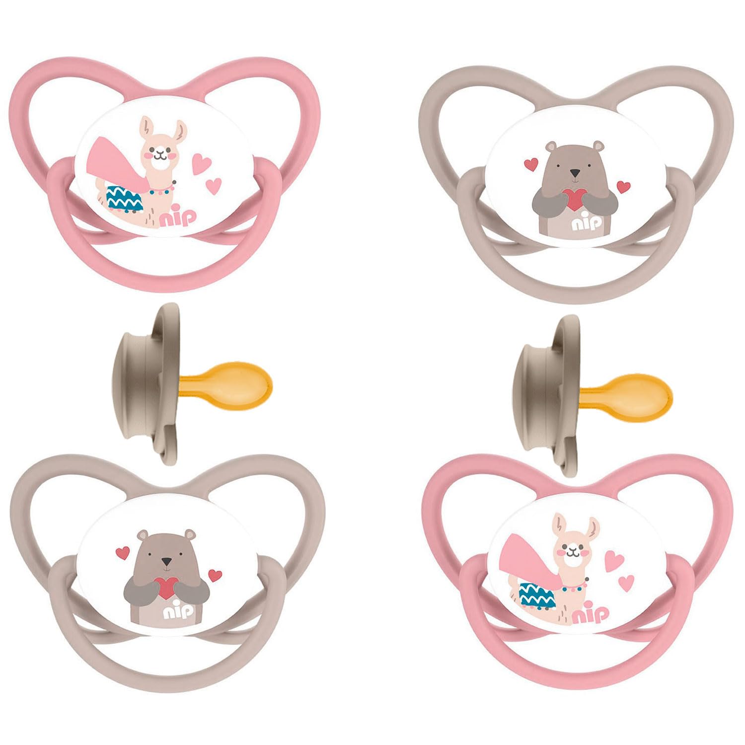 NIP Latex Natural Latex Dummies with Saying Girls Size 1 0-6 Months from Birth Pack of 4