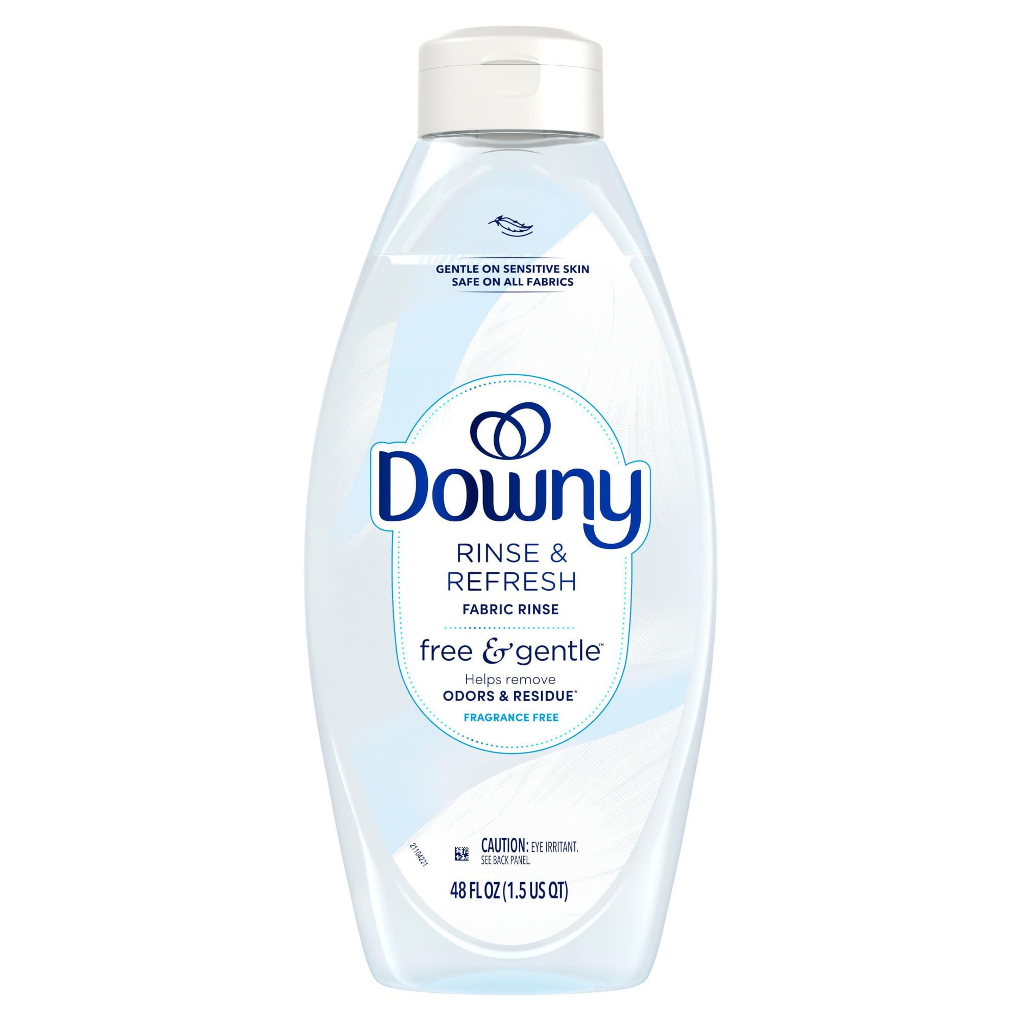Downy Rinse & Refresh Free & Gentle Laundry Odor Remover and Fabric Softener, Fragrance Free, 48 fl oz, No Dyes or Heavy Perfumes
