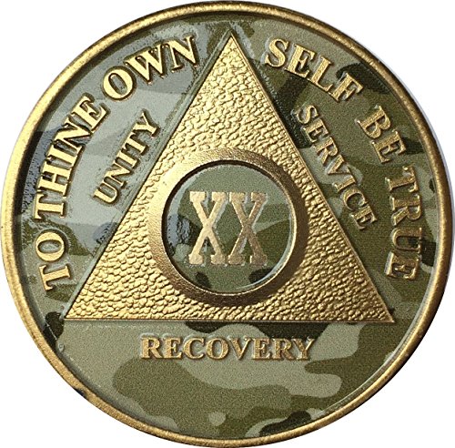 20 Year AA Medallion Camo Gold Plated Anniversary Chip Camouflage Color