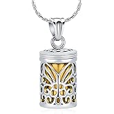 constantlife Hollow Cylinder Cremation Jewelry for Ashes with Vial Butterfly Urn Necklace for Ashes for Women Men Keepsake Memorial Lockets Pendant for Loved One Urns for Human/Pet Ashes