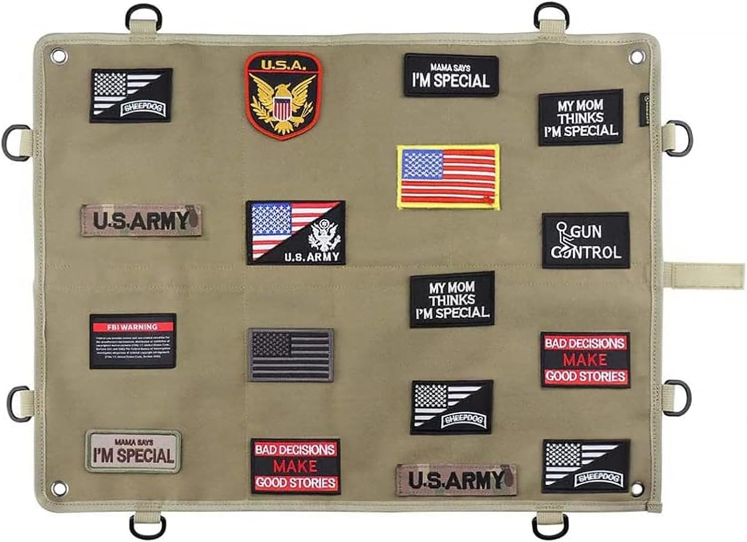 Tactical Military Patch Holder Board Hook & Loop Morale Patch Panel (60x45cm, Tan)