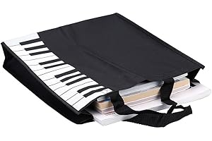 Piano Keys Music Handbag Foldable Oxford Cloth Tote Bag for Books Shopping Gift