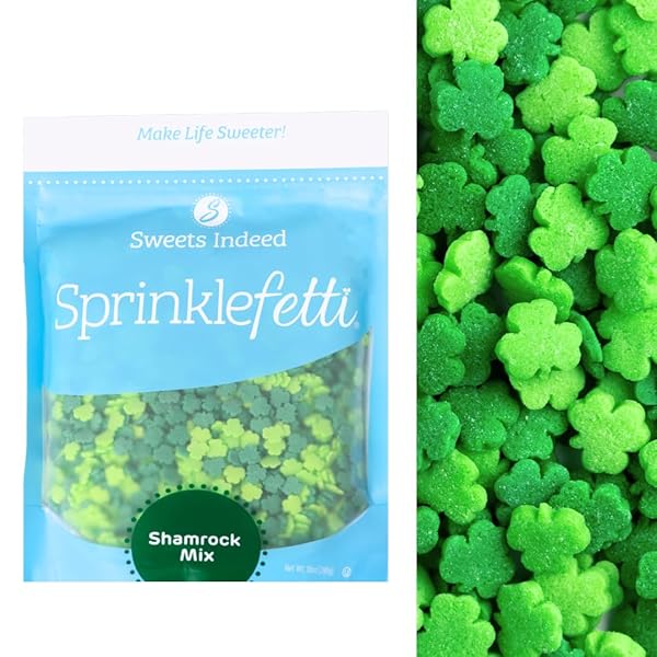 SWEETS INDEED ST PATRICKS DAY SHAMROCK SPRRINKLES, CLOVER...