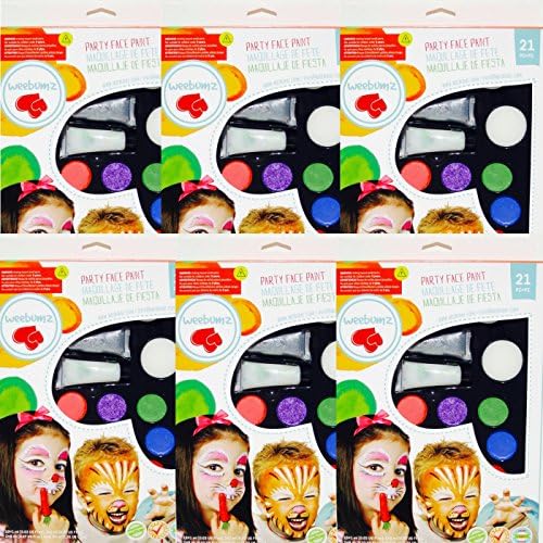 Face Paint Kit for Kids (Non-Toxic, Water Based) Professional Quality Children’s Painting Kit with Brushes, Sponges, and Stencils by Weebumz - Includes Bonus Video and Ebook, 5 Pack