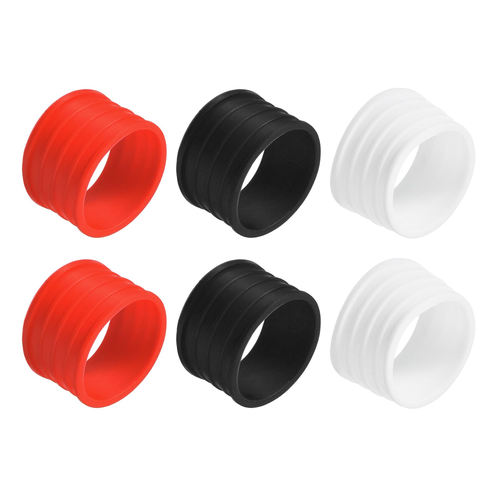 M METERXITY 6 Pack Badminton Racket Handle Grip Ring - Rubber Anti-Slip Fix Ring Grip Band, Apply to Badminton Tennis Rackets/Handles (3 Colors)