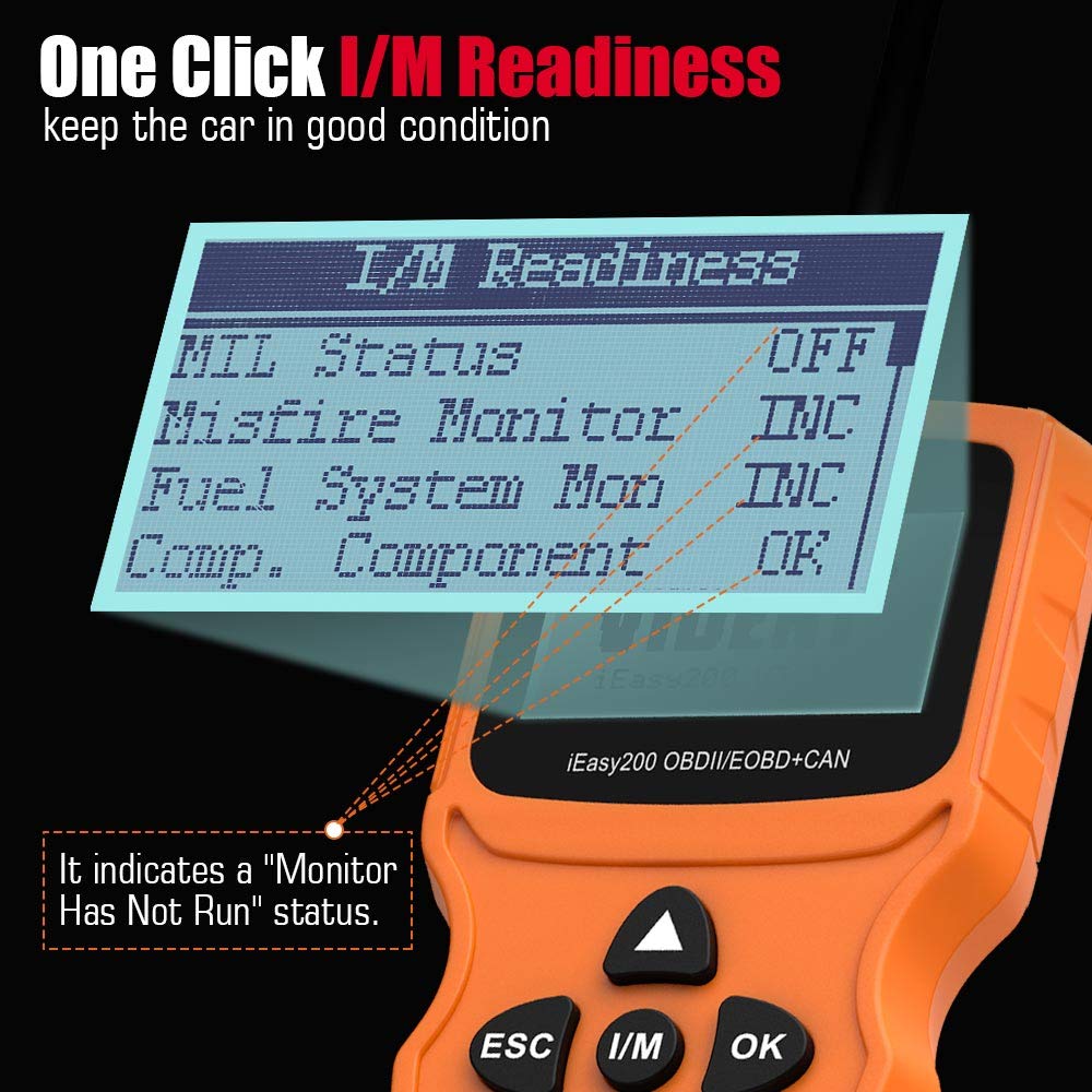 VIDENT iEasy200 OBDII/EOBD CAN Engine Light Scan Tool Car Code Reader with I/M Readiness (iEasy200)