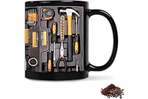 Toolbox Coffee Mug,Tool Coffee Mug,11oz Ceramic Mechanic Tool Box Coffee Mugs,Gifts for Mechanical Enthusiasts (Yellow)