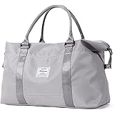 Travel Gym Bag for Women, LANBX Tote Bag Carry on Luggage Sport Duffle Weekender Overnight Bags with Wet Pocket (Grey)