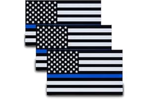SBB BESBY Besby 3pcs Reflective US Flag Stickers, Thin Blue Line American Flag Decal Car Laptop Bumer Sticker 5"x3" Vinyl, Support USA Police and Law Enforcement Officers