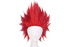 JoneTing Reddish Angry Wigs Men【+ Wig Cap】 Short Red Spiky Wig Short Wavy Red Crazy Hair Reded Spiky Cosplay Hair for Costume Reddish Funny Wigs Halloween Outfit Peluca Roja Chrismas Party for Men
