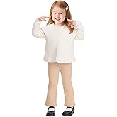 Witwot Toddler Girl Fleece Lined Pants Winter Warm Flare Leggings Cotton Baby Girls Clothes Size 18M-5T