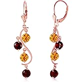 14k Rose Gold Chandelier Earrings with Garnets and Citrines