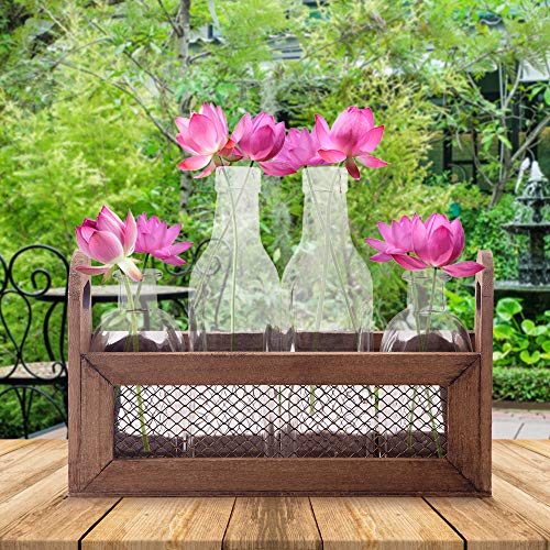 4 Flower+Vases+Wooden+Rack+Chicken