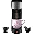Chefman InstaCoffee Single Serve Coffee Maker Brewer, Compact 14 oz, Black/Stainless Steel, Mug Not Included