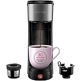 Chefman InstaCoffee Single Serve Coffee Maker Brewer, Compact 14 oz, Black/Stainless Steel, Mug Not Included