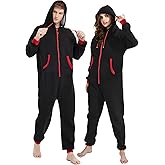 Kgromfy Adult Onesie Hooded Jumpsuit Family Couples Matching Pajamas Zipper Sleepwear One Piece Christmas Loungewear
