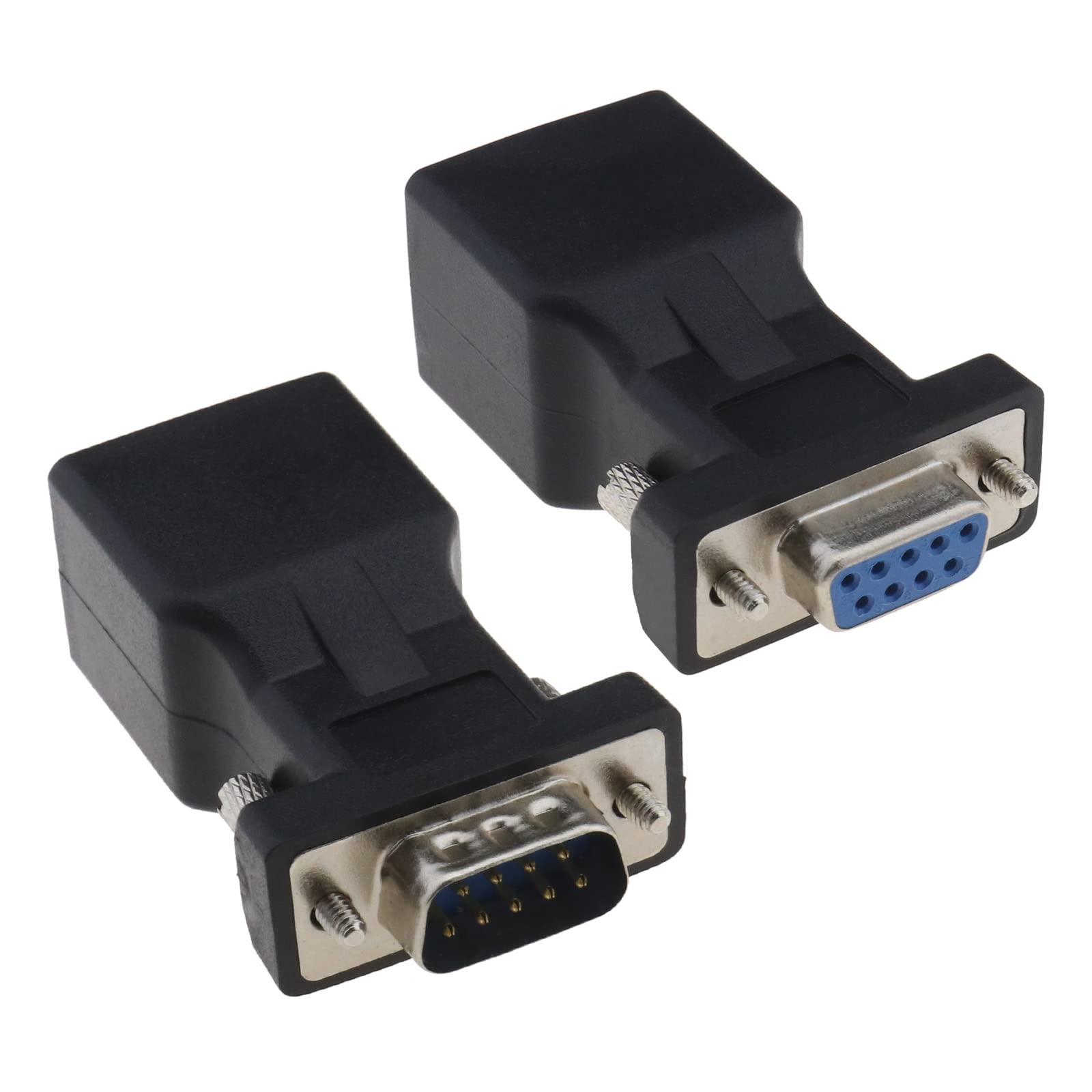 EMSea 2PCS 9-Pin RS232 DB9 to RJ45 Serial Adapter Ethernet Converter for Standard 9 Pin D-sub RS-232 Devices Computer Laptop Printer DB9-F to RJ45-F & DB9-M to RJ45-F