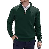 LIFROWI Mens Quarter Zip Pullover Sweater Slim Fit Long Sleeve Knit Lightweight Mock Neck Casual Polo Sweater