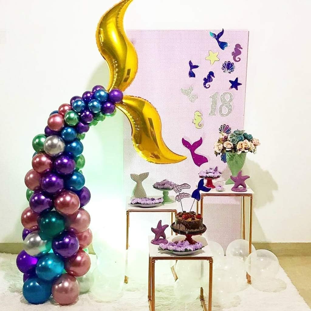 Kicpot Mermaid Tail Balloons, 54pcs Latex Metallic Balloons Premium Balloons Party Decorations for Wedding Baby Shower Birthday Metallic Mermaid Party Supplies