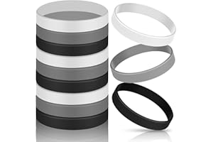 JOVITEC 12 Pieces Rubber Bracelets, Solid Color Silicone Wristbands, Multi-Pack Blank Wristbands Bracelets for Events Rubber Bands Party (Black, White, Gray)