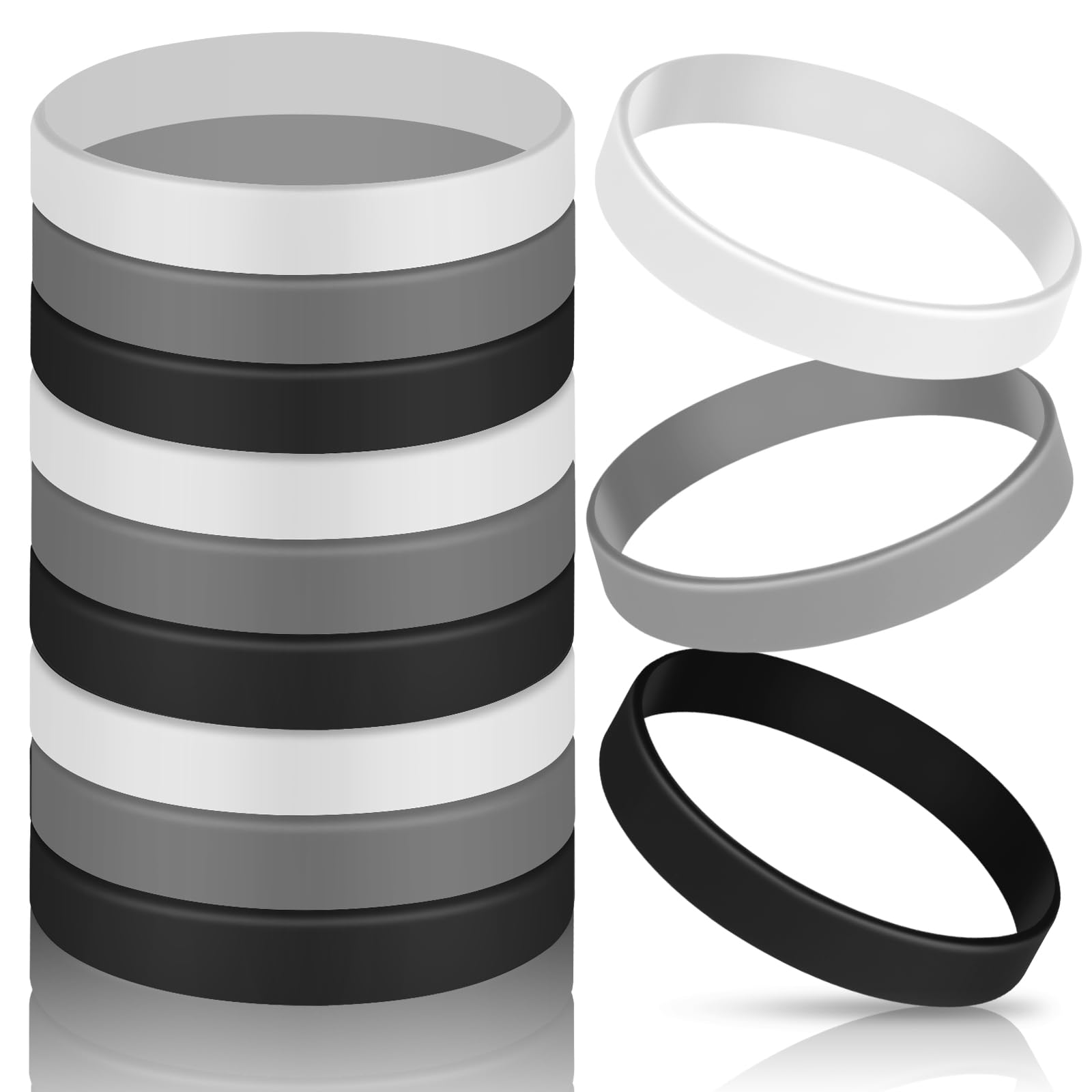 Photo 1 of JOVITEC 12 Pieces Rubber Bracelets, Solid Color Silicone Wristbands, Multi-Pack Blank Wristbands Bracelets