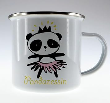 Emaille Becher Pandazessin Panda Spruch Tasse Guten Morgen