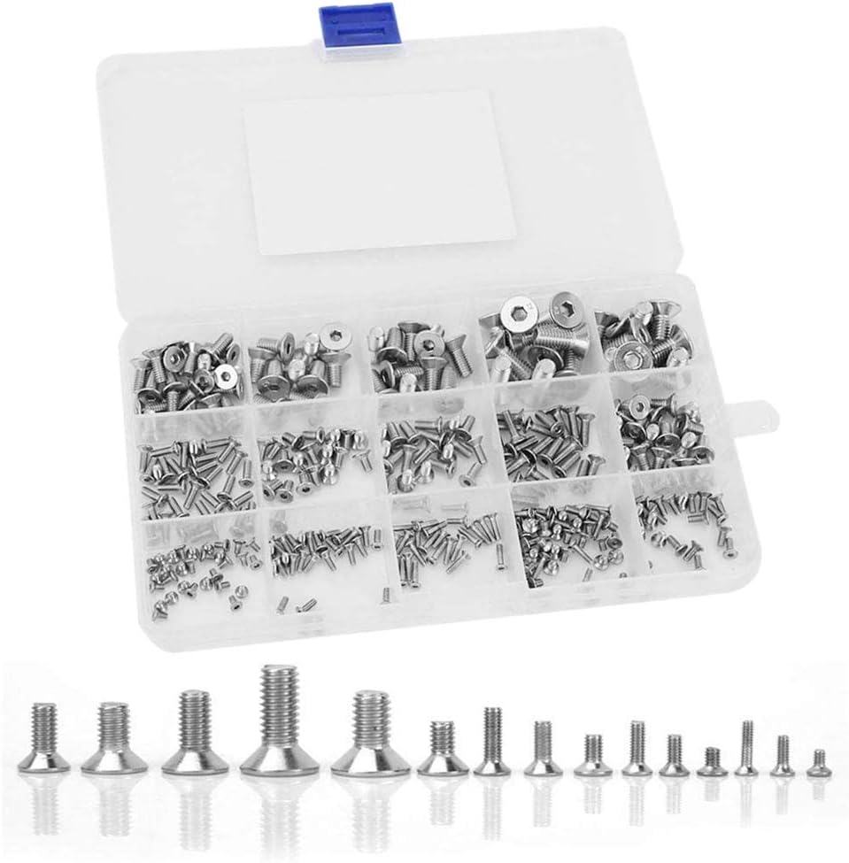 320-Piece Stainless Steel Hex Socket Bolt Set M2 M3 M4 M5 M6 Flat Head Screws
