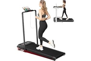 SubSun 2 in 1 Folding Treadmill, Walking Pad with Handle Bar and Incline, Under Desk Treadmill 2.5HP, Mini Jogging Walking Machine with 265 lbs Weight Capacity for Home Office, Remote Control