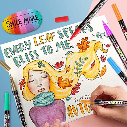 Acrylic Paint Pens, 12 Colors Acrylic Marker Pens Permanent Drawing Pens for Rock Painting,Gift Card Making, Painting, DIY Photo Album, Scrapbook Crafts,Journal,Doodling,Planning,Highlighting
