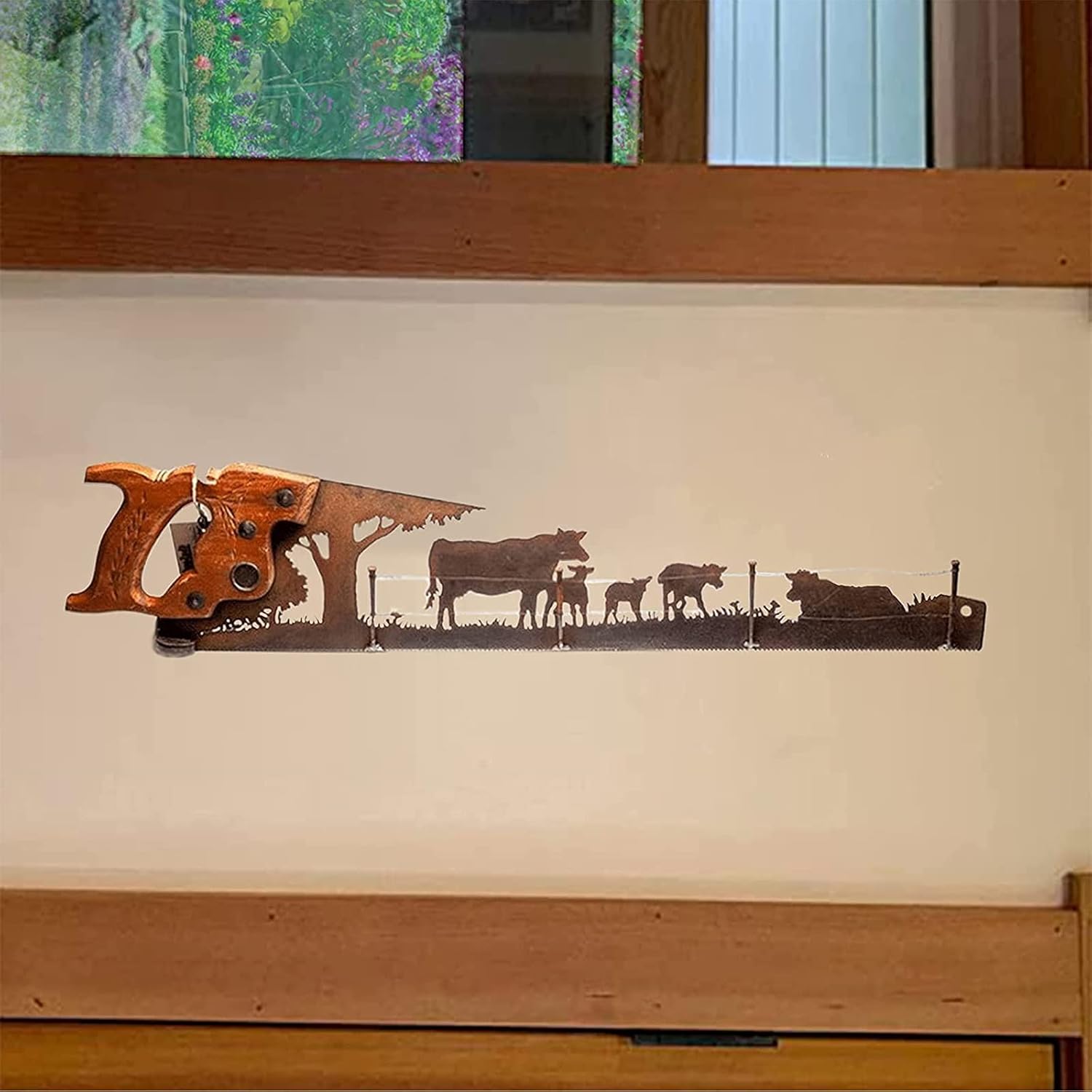 ZLHW Vintage Hand Saw Decoration, Metal Tree Handsaw with Wooden Handle