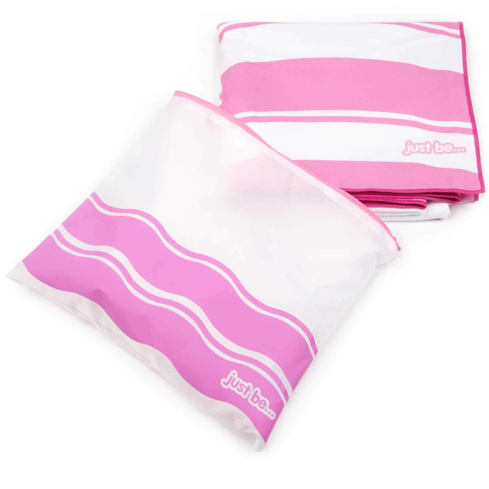 just be... Microfibre Beach Towel – Pink Wave Design – Large 160 x 80 cm