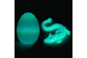 Addcean 3D Printed Dragon in Egg, Full Articulated Crystal Dragon with Egg, Home Office Decor Executive Desk Toys, Adults Fidget Toys for Autism/ADHD (Luminous, 12")