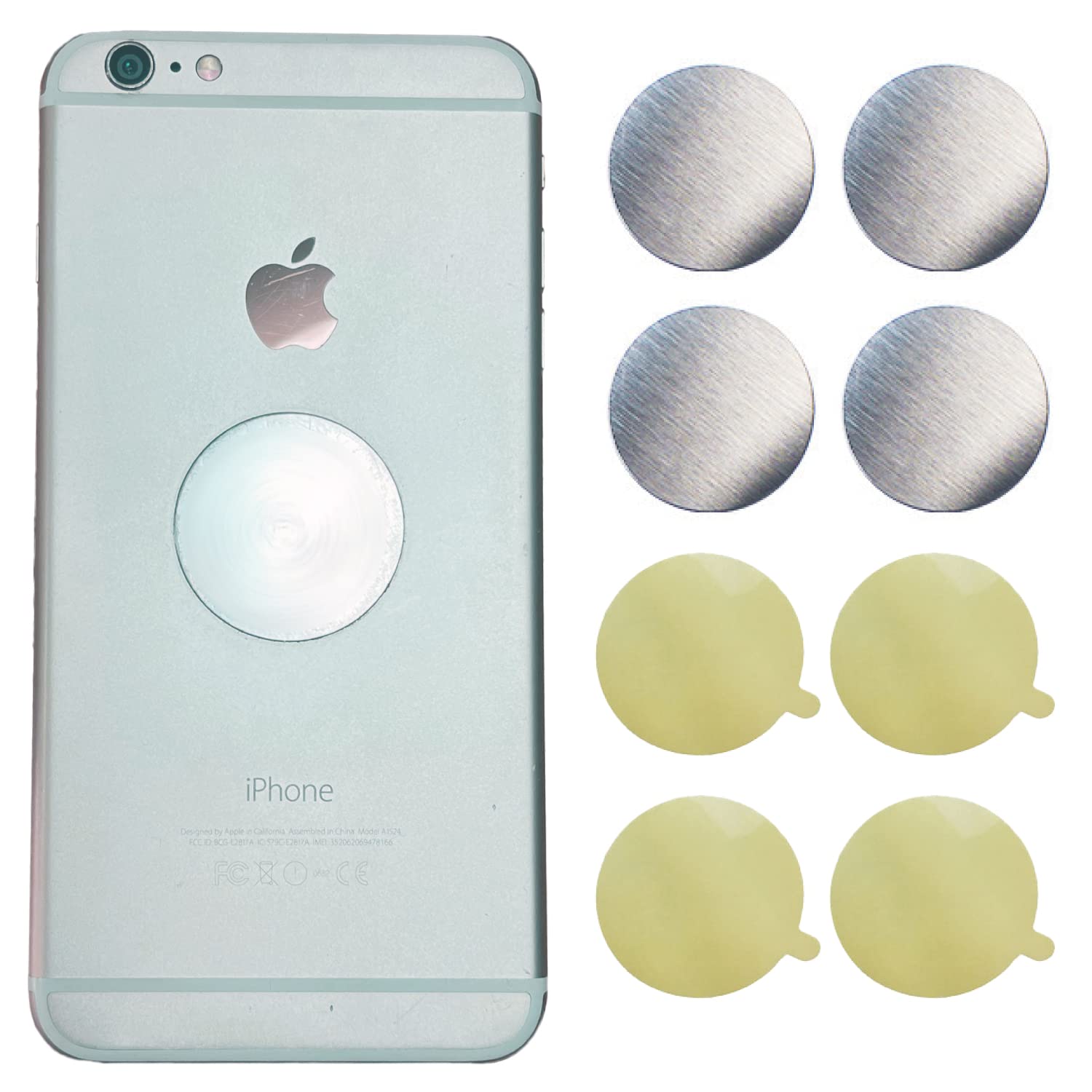 メタルプレート 車載 スマホ マグネット用 極薄 シール付 予備 無地 シンプル 貼替用 車載ホルダー (丸型4枚)商品画像